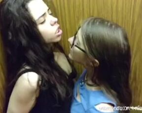 Public Elevator Girl Fingers Girl Passionately!