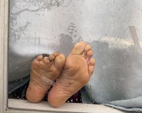 Feet against Window on a Relaxing Rainy Day Foot Fetish - Glimpseofme