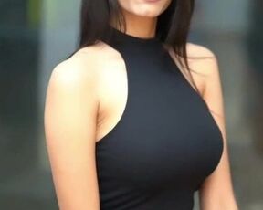 Skinny with Big Boobs in sexy black dress