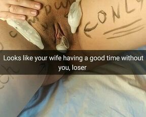 Your cheating wife stuffed with used condoms after gangbang!