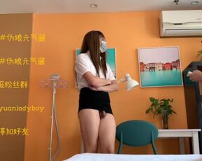 Chinese Crossdressers Show Skirt Bottoms to Air-conditioning Repairers (fantasy)