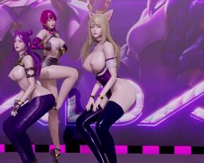 MMD LAYSHA - Chocolate Cream Strip Vers. Ahri Akali Kaisa Evelynn KDA 3D Erotic Dance 4K UHD 60FPS