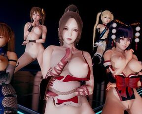 MMD PSY - GENTLEMAN Naked Dance DOA Marie Rose Mai Shiranui Nyotengu Kasumi Honoka Misaki