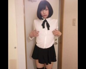 Japanese Crossdresser Masterbation at Entrance