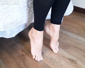 Mature feet and legs posing with cum worship