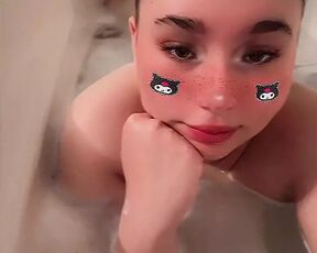 Anime dream girl waifu takes a bath