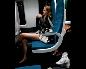 Pretty teen in train spied