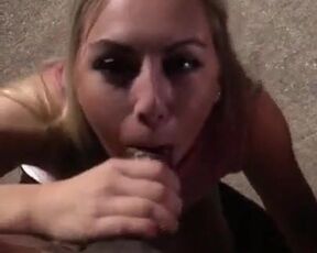 wife swallows black cum in outdoor parking lot