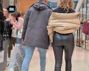 Ass in leather jeans