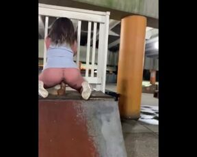 Fat Dildo Ride in Public Skate Park.