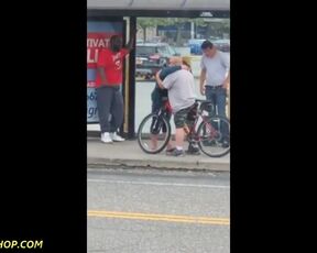 Husband catches his wife cheating at the bus stop after sex